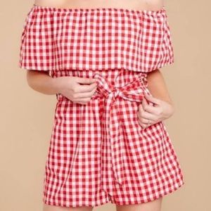 Red Dress Boutique Red Gingham Romper-Medium